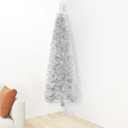 Berkfield Slim Artificial Half Christmas Tree With Stand Silver 150 Cm - thumbnail 3