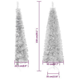 Berkfield Slim Artificial Half Christmas Tree With Stand Silver 150 Cm - thumbnail 9