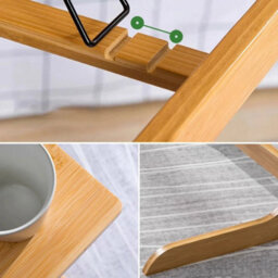 Bamboo Wooden C-Shaped Side Table Sofa End Table Coffee Laptop Desk Living Room - thumbnail 3
