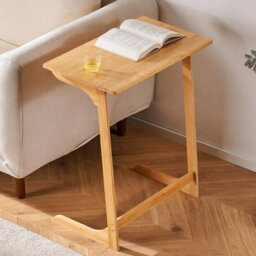 Bamboo Wooden C-Shaped Side Table Sofa End Table Coffee Laptop Desk Living Room - thumbnail 4