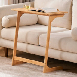 Bamboo Wooden C-Shaped Side Table Sofa End Table Coffee Laptop Desk Living Room - thumbnail 5