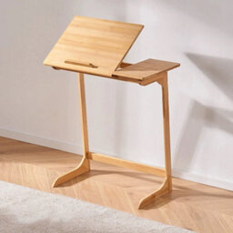 Bamboo Wooden C-Shaped Side Table Sofa End Table Coffee Laptop Desk Living Room - thumbnail 6