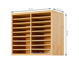 Magna Retail Bamboo Marker Pen Storage Wooden Desk Organiser 18 Compartments Colouring Pen Holder Holds 126 Bamboo Desk Organiser - thumbnail 2