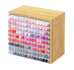 Magna Retail Bamboo Marker Pen Storage Wooden Desk Organiser 18 Compartments Colouring Pen Holder Holds 126 Bamboo Desk Organiser - thumbnail 3