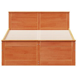 Berkfield Bed Frame Without Mattress With Headboard Wax Brown 135X190 Cm Double Solid Wood Pine - thumbnail 4