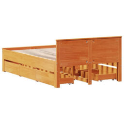 Berkfield Bed Frame Without Mattress With Headboard Wax Brown 135X190 Cm Double Solid Wood Pine - thumbnail 6