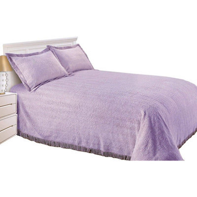 Just So Home Luxury Candlewick Bedspread Traditional Bed Throw (King, Lavender)
