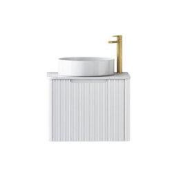 Royal Bathrooms Avenza 600mm Matte White Wall Hung Bathroom Countertop Vanity Unit 1 Drawer With Art Round Basin - thumbnail 6