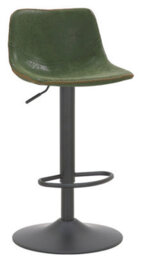 Lamboro Antico Faux Leather Kitchen Bar Stool, Matt Black Stem & Base, Adjustable Gas Lift With Backrest, Breakfast Bar Stool - Sage Green
