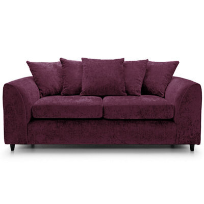 Furnishings For Less UK Monaco Chenille Fabric 3 Seater Sofa  Purple