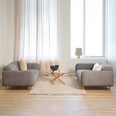 Furniture To Go Westham Set Of 2 X2.5  Seater Sofas In Fay Dusty Brown Fabric - image 1