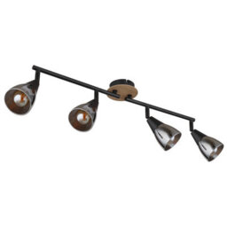 Luminosa Lighting Luminosa Mubby Ceiling Spotlight Bar Matt Black Smoke Glass Shade 4X E14 - thumbnail 2