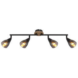 Luminosa Lighting Luminosa Mubby Ceiling Spotlight Bar Matt Black Smoke Glass Shade 4X E14 - thumbnail 3