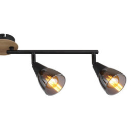 Luminosa Lighting Luminosa Mubby Ceiling Spotlight Bar Matt Black Smoke Glass Shade 4X E14 - thumbnail 5