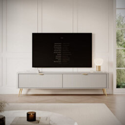 Arte Lante Stylish Beige Tv Cabinet 2000mm H510mm D380mm With Two Pull-Down Doors And Two Closed Compartments - thumbnail 3
