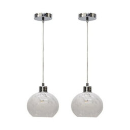 Set Of 2 Confetti Glass & Chrome Ceiling Light Kitchen Dining Pendant Fittings - thumbnail 1