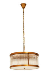 Orsina 6 Bulb Pendant Light, Bronze Finish Drum-Shaped Ceiling Fixture, Fluted Glass Panels For Hallway - thumbnail 5