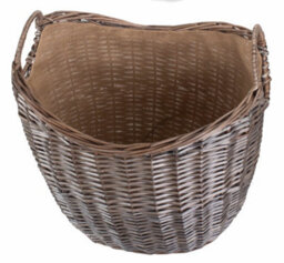 Red Hamper W063 Wicker Large Scoop Neck Antique Wash Hessian Lined Log Basket - thumbnail 3
