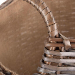 Red Hamper W063 Wicker Large Scoop Neck Antique Wash Hessian Lined Log Basket - thumbnail 4