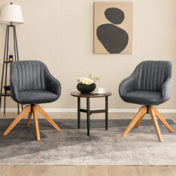 Gainoom Swivel Grey Accent Chair Set Of 2 Ergonomic Armchairs Writing Desk Chairs - thumbnail 3