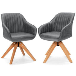 Gainoom Swivel Grey Accent Chair Set Of 2 Ergonomic Armchairs Writing Desk Chairs - thumbnail 1