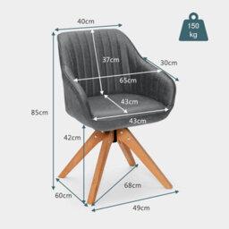Gainoom Swivel Grey Accent Chair Set Of 2 Ergonomic Armchairs Writing Desk Chairs - thumbnail 2