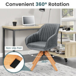 Gainoom Swivel Grey Accent Chair Set Of 2 Ergonomic Armchairs Writing Desk Chairs - thumbnail 5