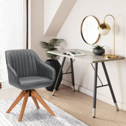 Gainoom Swivel Grey Accent Chair Set Of 2 Ergonomic Armchairs Writing Desk Chairs - thumbnail 8