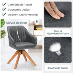 Gainoom Swivel Grey Accent Chair Set Of 2 Ergonomic Armchairs Writing Desk Chairs - thumbnail 6