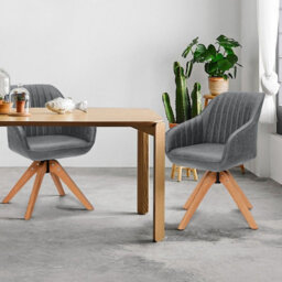 Gainoom Swivel Grey Accent Chair Set Of 2 Ergonomic Armchairs Writing Desk Chairs - thumbnail 9