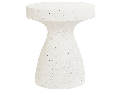 Beliani 39Cm Terrazzo Side Table, White Fibreglass, Weather-Resistant - image 1