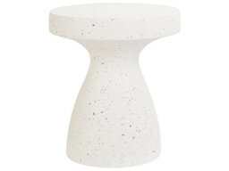 Beliani 39Cm Terrazzo Side Table, White Fibreglass, Weather-Resistant - thumbnail 1