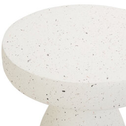 Beliani 39Cm Terrazzo Side Table, White Fibreglass, Weather-Resistant - thumbnail 4