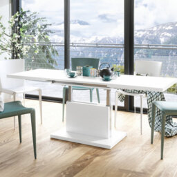 Heze Furniture Astrid 70 - 2 In 1 Extending Coffee / Dining Table - White Matt - thumbnail 3