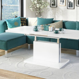 Heze Furniture Astrid 70 - 2 In 1 Extending Coffee / Dining Table - White Matt - thumbnail 5