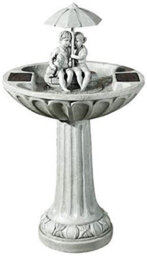 Marco Paul Solar Powered Garden Water Feature Fountains With Statues Of Girl & Boy - thumbnail 2