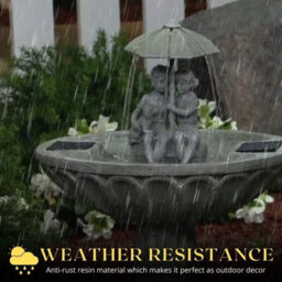 Marco Paul Solar Powered Garden Water Feature Fountains With Statues Of Girl & Boy - thumbnail 3
