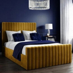 Stratus Interiors Roma Panel Lined Upholstered Bed Frame With Tubular Headboard & Matching Footboard Metal Gaslift - Pebble Plush - Super King - thumbnail 3
