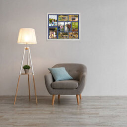 AK Frames 20X16 White Rustic Modern Multi Photo Frame With Blue Mount - Holds 9 Apertures (2X) 7X5, (7X) 6X4 Photos - thumbnail 3