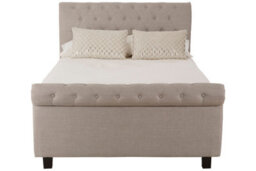 Orsina Contemporary Light Grey Double Ottoman Bed, Elegant Diamond Patterned Bedroom Bed, Ottoman Stud Detailed Bed - thumbnail 1
