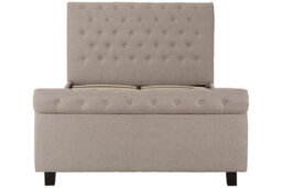 Orsina Contemporary Light Grey Double Ottoman Bed, Elegant Diamond Patterned Bedroom Bed, Ottoman Stud Detailed Bed - thumbnail 2