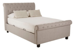Orsina Contemporary Light Grey Double Ottoman Bed, Elegant Diamond Patterned Bedroom Bed, Ottoman Stud Detailed Bed - thumbnail 3