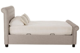Orsina Contemporary Light Grey Double Ottoman Bed, Elegant Diamond Patterned Bedroom Bed, Ottoman Stud Detailed Bed - thumbnail 4