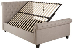 Orsina Contemporary Light Grey Double Ottoman Bed, Elegant Diamond Patterned Bedroom Bed, Ottoman Stud Detailed Bed - thumbnail 5
