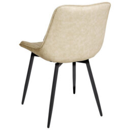 Wyld And Coco Light Beige Armless Faux Leather Dining Chairs Set Of 2 Modern Design. - thumbnail 6