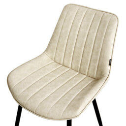 Wyld And Coco Light Beige Armless Faux Leather Dining Chairs Set Of 2 Modern Design. - thumbnail 7