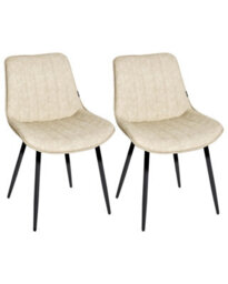 Wyld And Coco Light Beige Armless Faux Leather Dining Chairs Set Of 2 Modern Design. - thumbnail 3