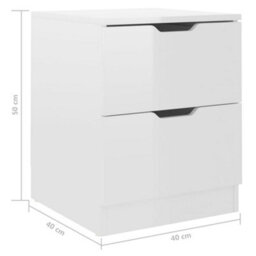 Berkfield Bedside Cabinets 2 Pcs High Gloss White 40X40X50 Cm Engineered Wood - thumbnail 7