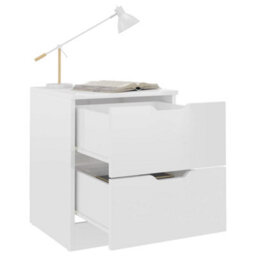 Berkfield Bedside Cabinets 2 Pcs High Gloss White 40X40X50 Cm Engineered Wood - thumbnail 5