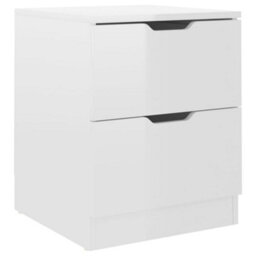 Berkfield Bedside Cabinets 2 Pcs High Gloss White 40X40X50 Cm Engineered Wood - thumbnail 3